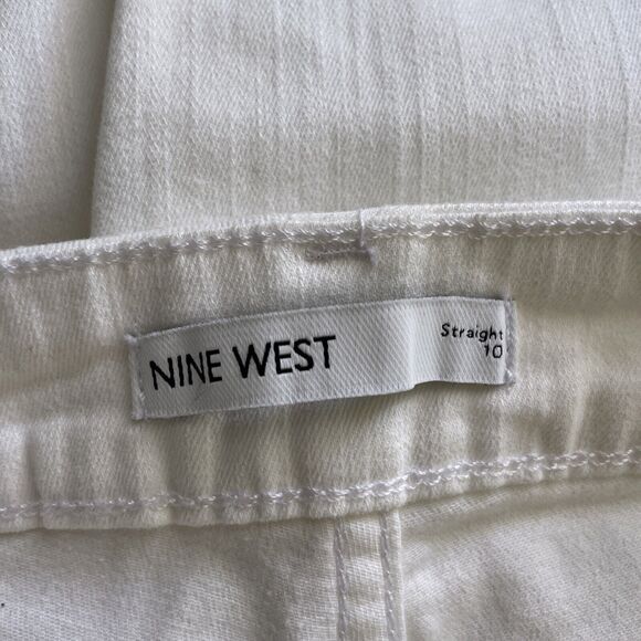 Nine West White High Rise Straight Leg Women's Jeans Size 10 Multi Button Close - Picture 6 of 7